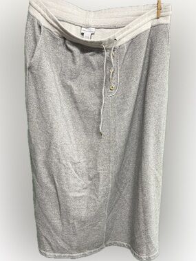 Soft Surroundings Light Gray Heavy Cotton Maxi Skirt with Side Pickets